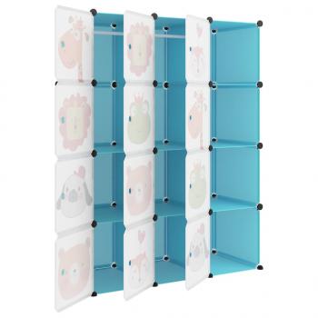 Kinderschrank Modular mit 12 Würfeln Blau PP