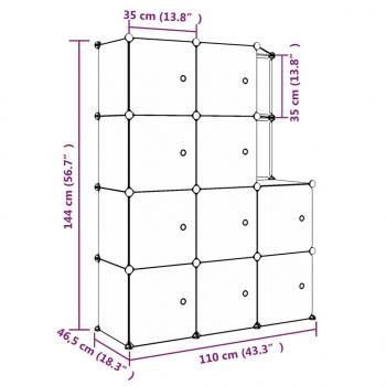 Kinderschrank Modular mit 10 Würfeln Schwarz PP