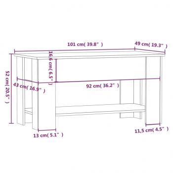 Couchtisch Weiß 101x49x52 cm Holzwerkstoff