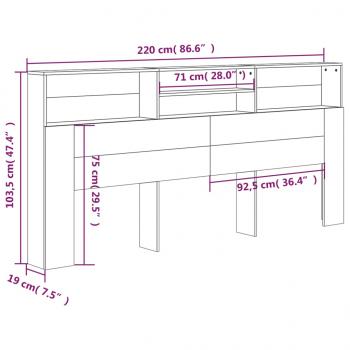 Kopfteil mit Ablagen Sonoma-Eiche 220x19x103,5 cm