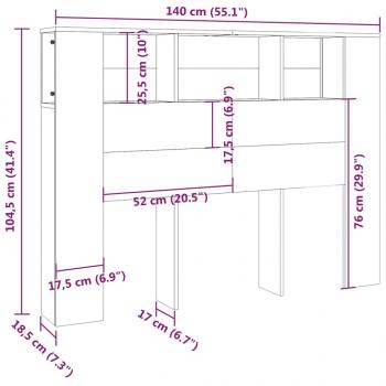 Kopfteil mit Ablagen Sonoma-Eiche 140x18,5x104,5 cm