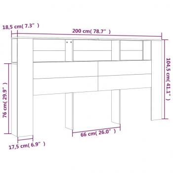 Kopfteil mit Ablagen Sonoma-Eiche 200x18,5x104,5 cm