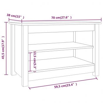 Schuhbank Grau 70x38x45,5 cm Massivholz Kiefer