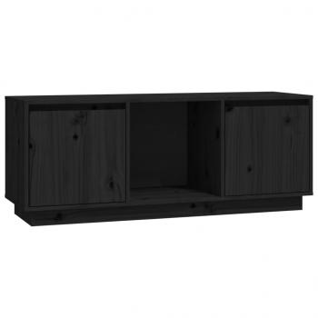 TV-Schrank Schwarz 110,5x35x44 cm Massivholz Kiefer