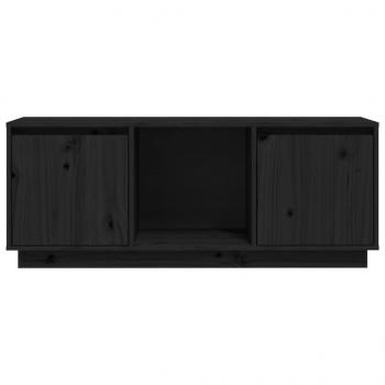 TV-Schrank Schwarz 110,5x35x44 cm Massivholz Kiefer