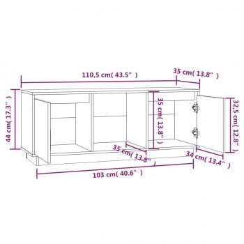 TV-Schrank Schwarz 110,5x35x44 cm Massivholz Kiefer