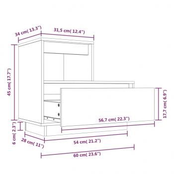 Nachttisch Schwarz 60x34x51 cm Massivholz Kiefer