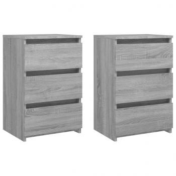 Nachttische 2 Stk. Grau Sonoma 40x35x62,5 cm Holzwerkstoff