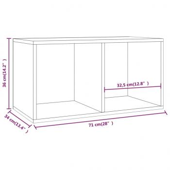 Schallplatten-Box Grau Sonoma 71x34x36cm Holzwerkstoff