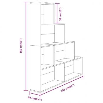 Bücherregal Grau Sonoma 155x24x160 cm