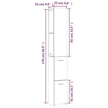 Badschrank Räuchereiche 25x26,5x170 cm Holzwerkstoff