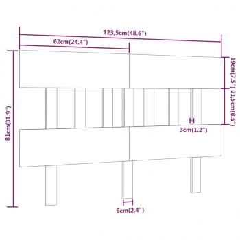 Kopfteil Grau 123,5x3x81 cm Massivholz Kiefer