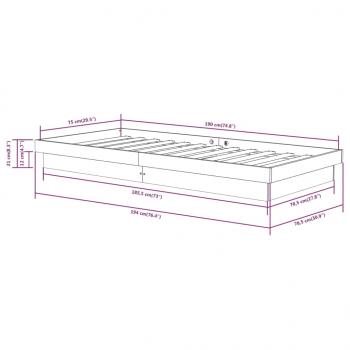 Massivholzbett Grau 75x190 cm