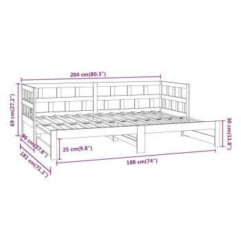 Tagesbett Ausziehbar Massivholz Kiefer 2x(90x200) cm