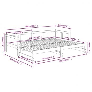 Tagesbett Ausziehbar Weiß Massivholz Kiefer 2x(90x200) cm