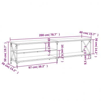 TV-Schrank Sonoma-Eiche 200x40x50 cm Holzwerkstoff und Metall