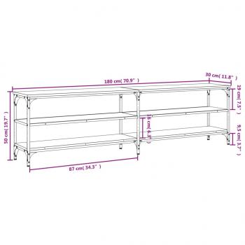 TV-Schrank Räuchereiche 180x30x50 cm Holzwerkstoff und Metall