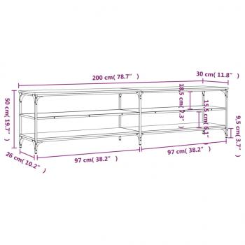 TV-Schrank Grau Sonoma 200x30x50 cm Holzwerkstoff und Metall