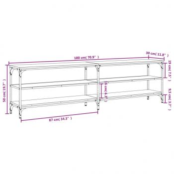 TV-Schrank Grau Sonoma 180x30x50 cm Holzwerkstoff und Metall