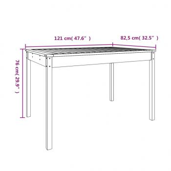 Gartentisch Honigbraun 121x82,5x76 cm Massivholz Kiefer