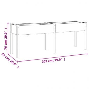 Pflanzkübel mit Einsatz Braun 203x53x76 cm Massivholz Tanne