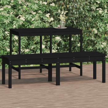 ARDEBO.de - Gartenbank 2-Sitzer Schwarz 159,5x44x45 cm Massivholz Kiefer