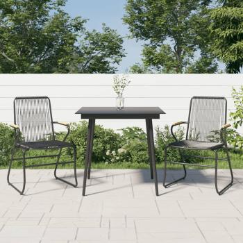 ARDEBO.de - 3-tlg. Garten-Essgruppe Schwarz PVC Rattan