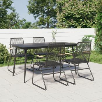 ARDEBO.de - 5-tlg. Garten-Essgruppe Schwarz PVC Rattan