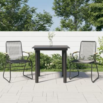 ARDEBO.de - 3-tlg. Garten-Essgruppe Schwarz PVC Rattan