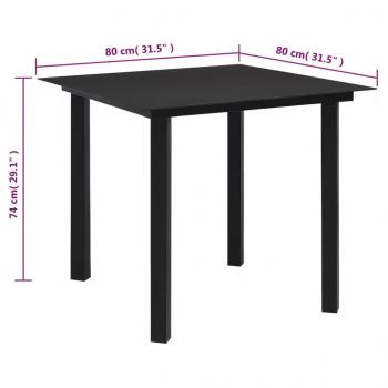 3-tlg. Garten-Essgruppe Schwarz PVC Rattan