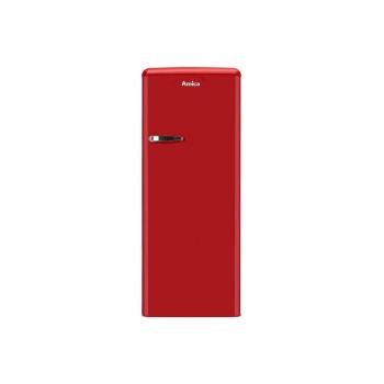 ARDEBO.de Amica KSR 364 150 R Retro Kühlschrank mit Gefrierfach, 55 cm breit, 218L, LED-Beleuchtung, chili red