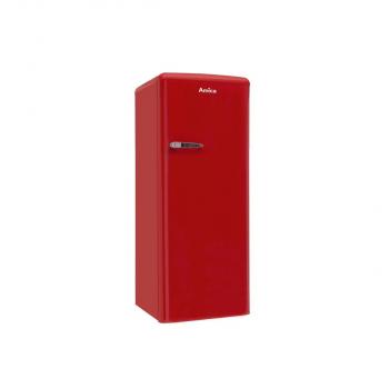 Amica KSR 364 150 R Retro Kühlschrank mit Gefrierfach, 55 cm breit, 218L, LED-Beleuchtung, chili red