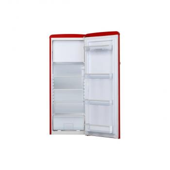 Amica KSR 364 150 R Retro Kühlschrank mit Gefrierfach, 55 cm breit, 218L, LED-Beleuchtung, chili red