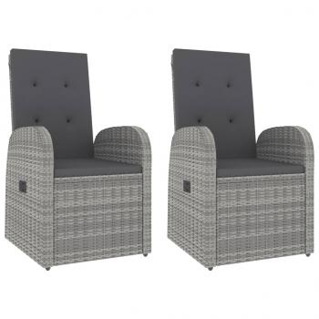 3-tlg. Garten-Lounge-Set Grau Poly Rattan & Massivholz Akazie