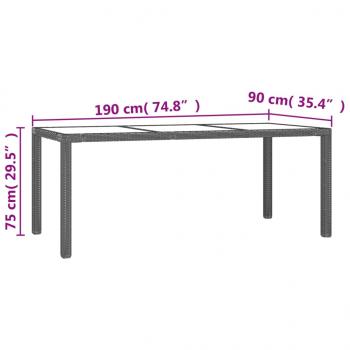 9-tlg. Garten-Essgruppe mit Kissen Schwarz Poly Rattan