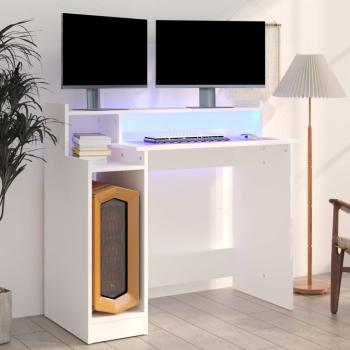 ARDEBO.de - Schreibtisch mit LEDs Weiß 97x45x90 cm Holzwerkstoff