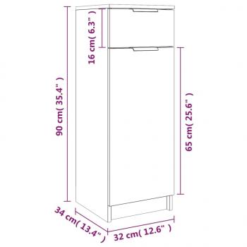 Badschrank Hochglanz-Weiß 32x34x90 cm Holzwerkstoff