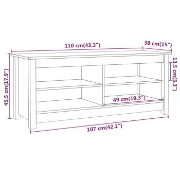 Schuhbank 110x38x45,5 cm Massivholz Kiefer