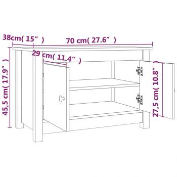 Schuhschrank Weiß 70x38x45,5 cm Massivholz Kiefer