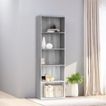 ARDEBO.de - Bücherregal 5 Fächer Grau Sonoma 60x30x189 cm Holzwerkstoff