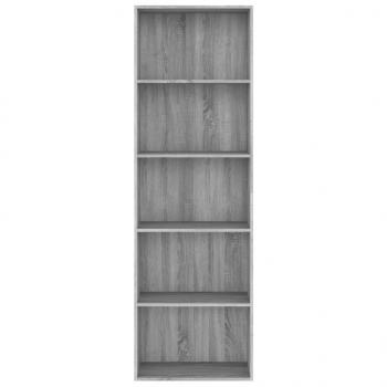 Bücherregal 5 Fächer Grau Sonoma 60x30x189 cm Holzwerkstoff