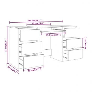 Schreibtisch Grau Sonoma 140x50x77 cm Holzwerkstoff