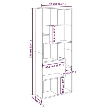 Bücherregal Grau Sonoma 67x24x161 cm Holzwerkstoff