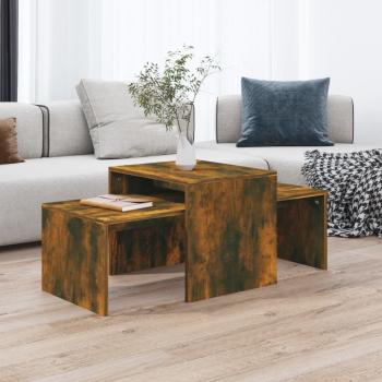 ARDEBO.de - Couchtisch-Set Räuchereiche 100x48x40 cm Holzwerkstoff