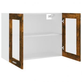 Hängeschrank Glas Räuchereiche 80x31x60 cm Holzwerkstoff