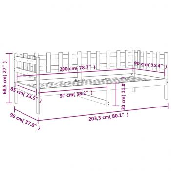 Tagesbett Schwarz 90x200 cm Massivholz Kiefer