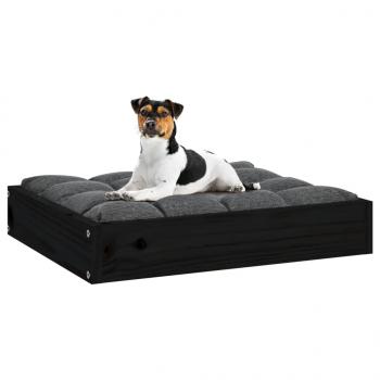 Hundebett Schwarz 51,5x44x9 cm Massivholz Kiefer