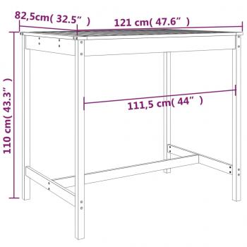 Gartentisch Grau 121x82,5x110 cm Massivholz Kiefer