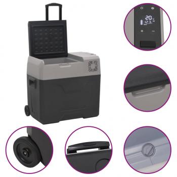 Kühlbox mit Rollen und Adapter Schwarz & Grau 40 L Polypropylen