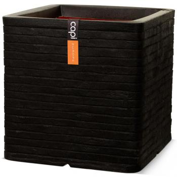 ARDEBO.de - Capi Blumentopf Nature Row Quadratisch 40x40 cm Schwarz KBLRO903 